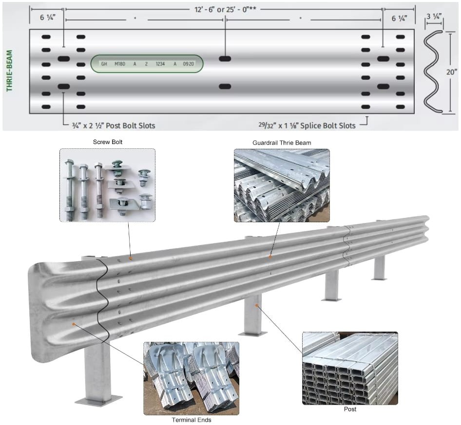 thrie beam guardrail system